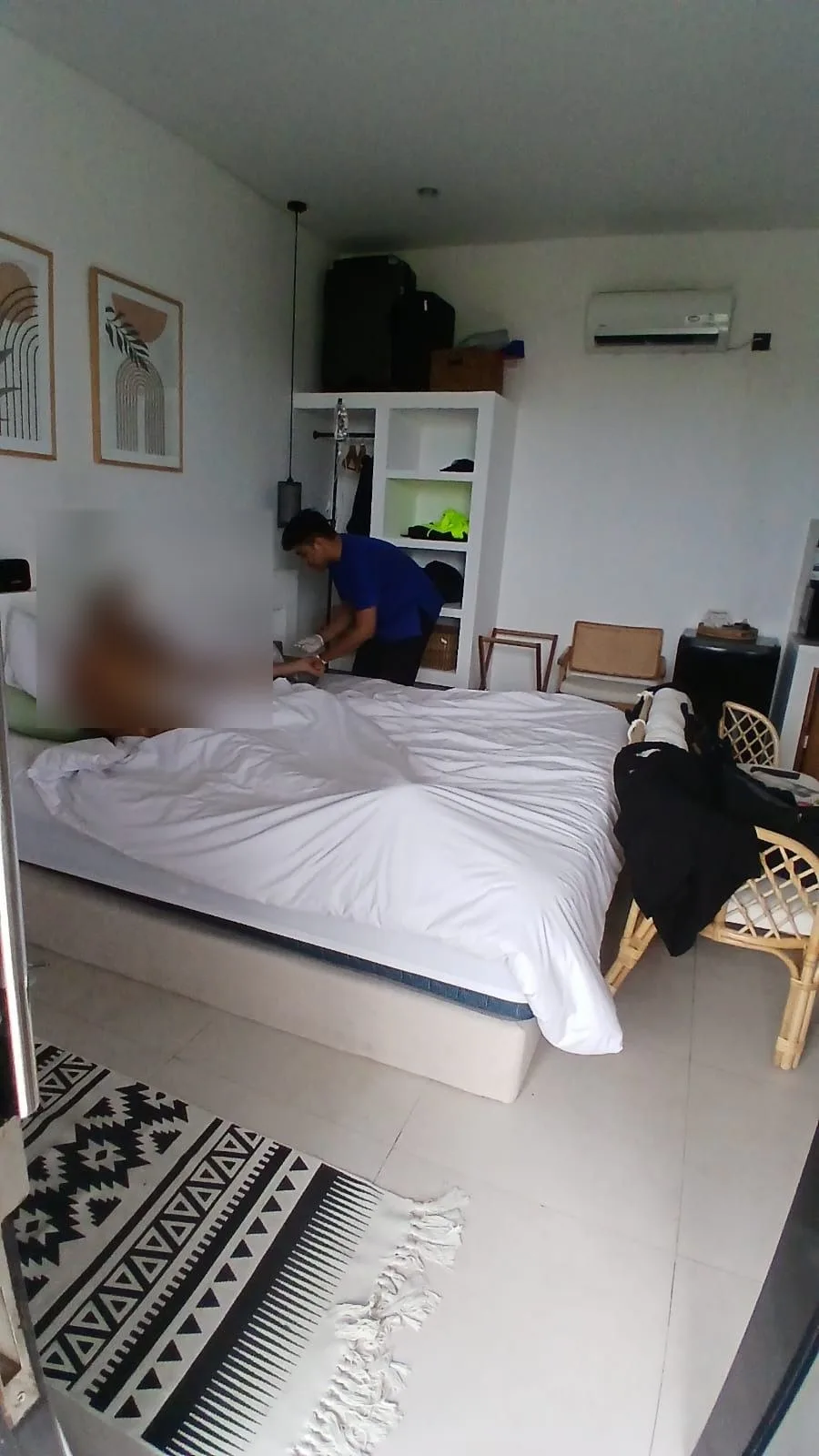 Real BGC visit at a guest room, patient face obscured