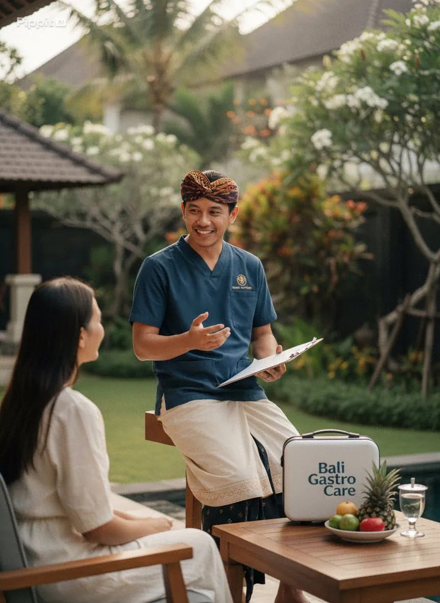 BGC doctor consulting patient at villa in Bali